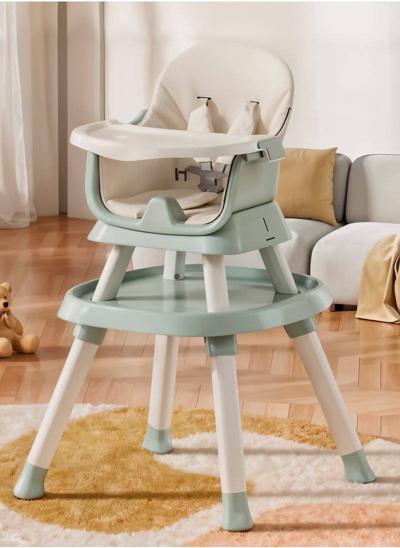 6 in 1 Convertible Baby High Chair for Kids, Baby Feeding with 2 Adjustable Heights, 5 Point Safety Belt And Tray, Kids High Chair for Baby 1 to 5 Years Green