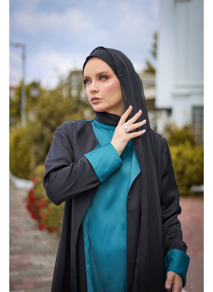 Turquoise and Black Abaya Abaya