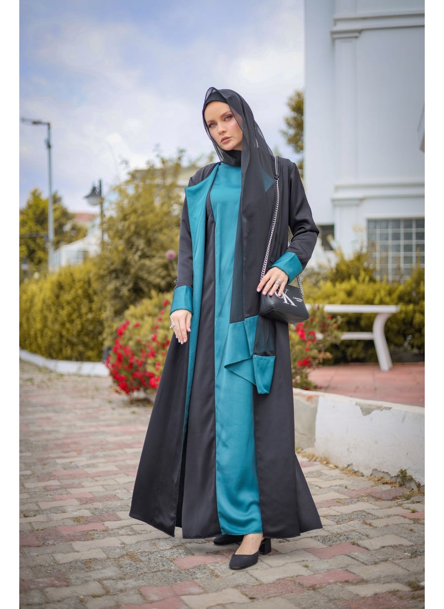 Turquoise and Black Abaya Abaya