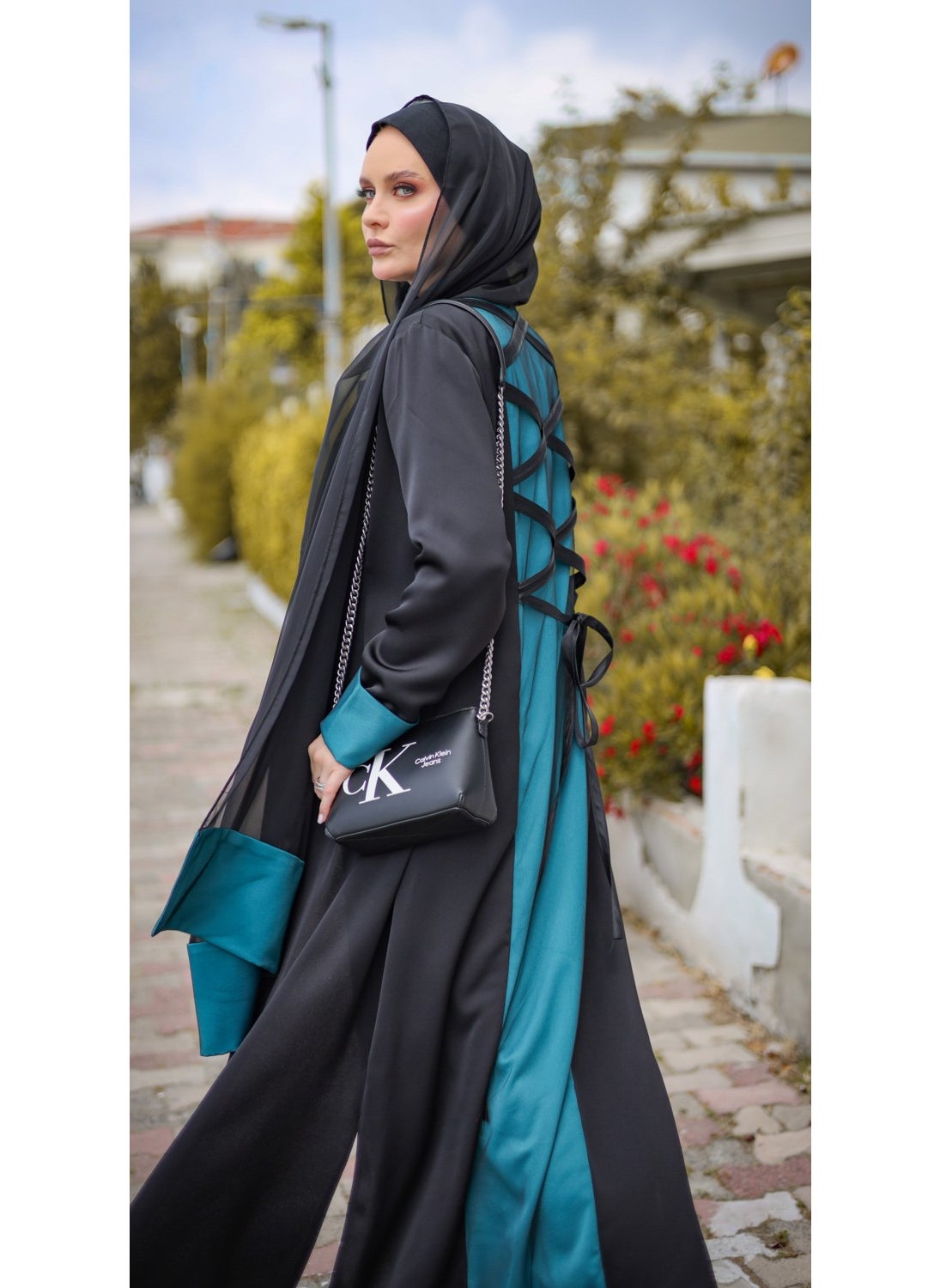 Turquoise and Black Abaya Abaya