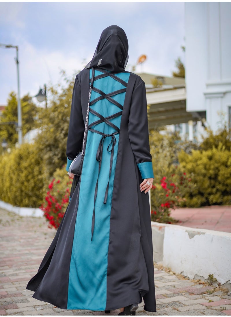 Turquoise and Black Abaya Abaya