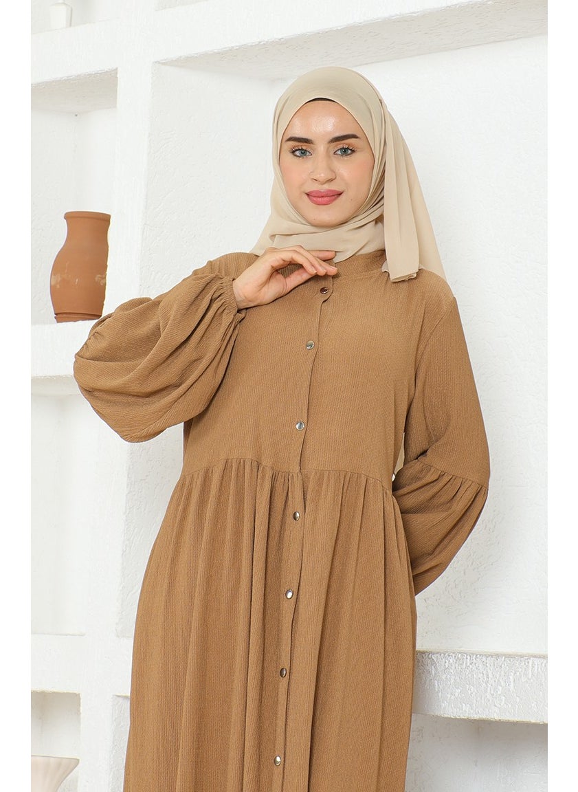 Bürümcük Fabric Judge Collar Abaya 1022-02 Mink