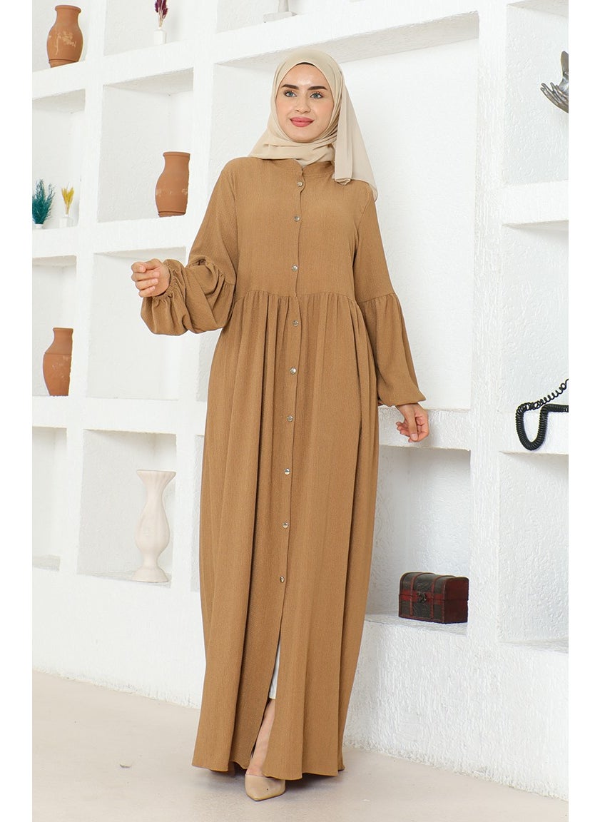 Bürümcük Fabric Judge Collar Abaya 1022-02 Mink