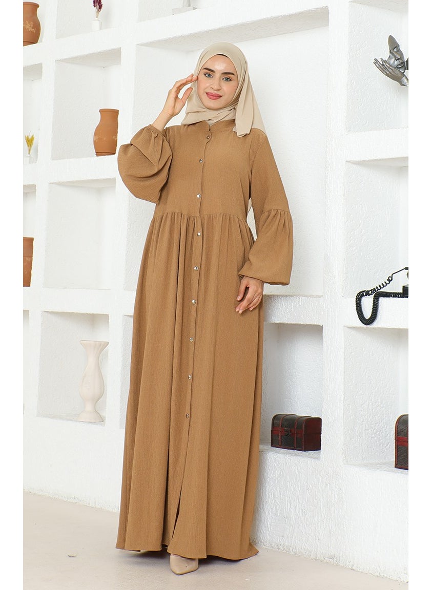 Bürümcük Fabric Judge Collar Abaya 1022-02 Mink
