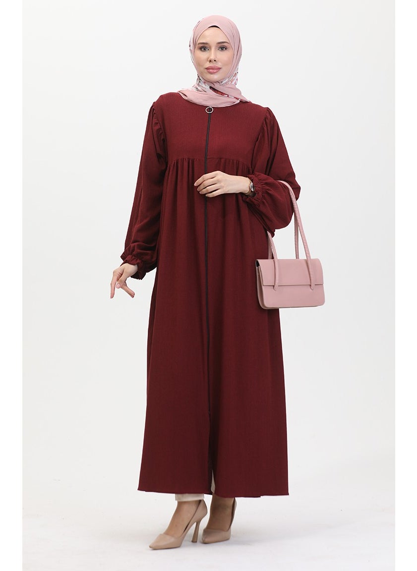 Robe Pleated Abaya 1052-01 Claret Red