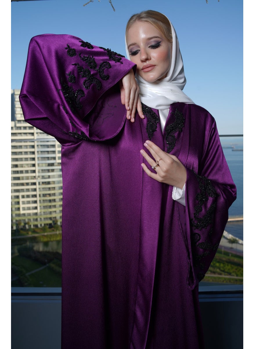 Sultana Special Purple Crystal Embroidered Abaya Ferace