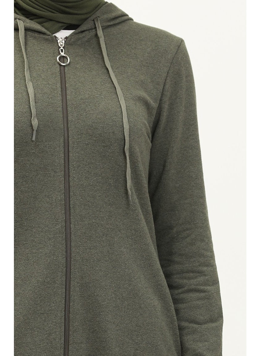 Hooded Pocket Sport Abaya 3011-02 Khaki