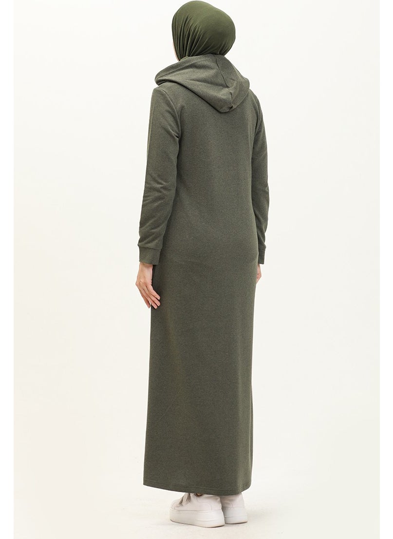 Hooded Pocket Sport Abaya 3011-02 Khaki
