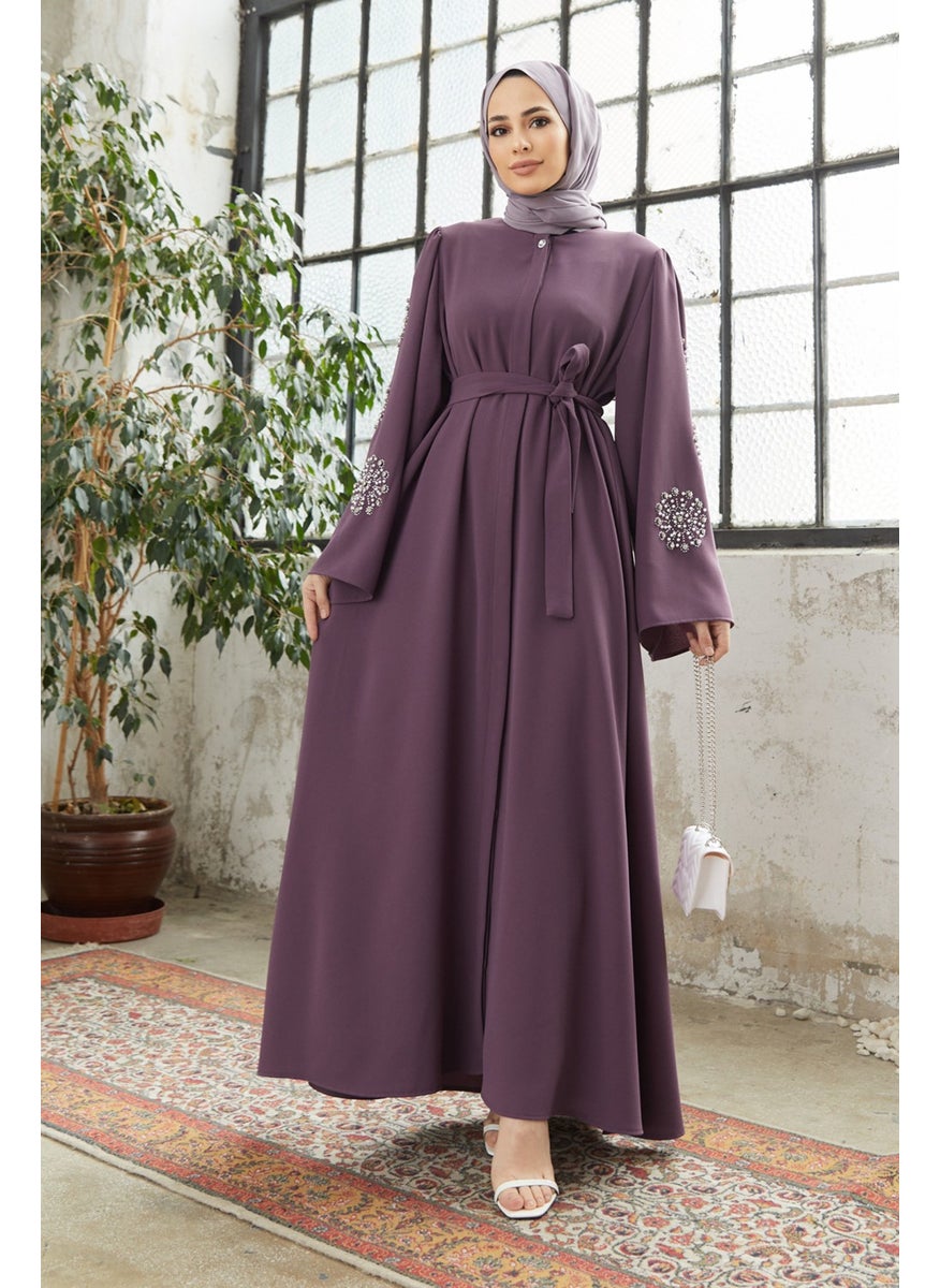 Liva Abaya with Stoned Sleeves - Lilac