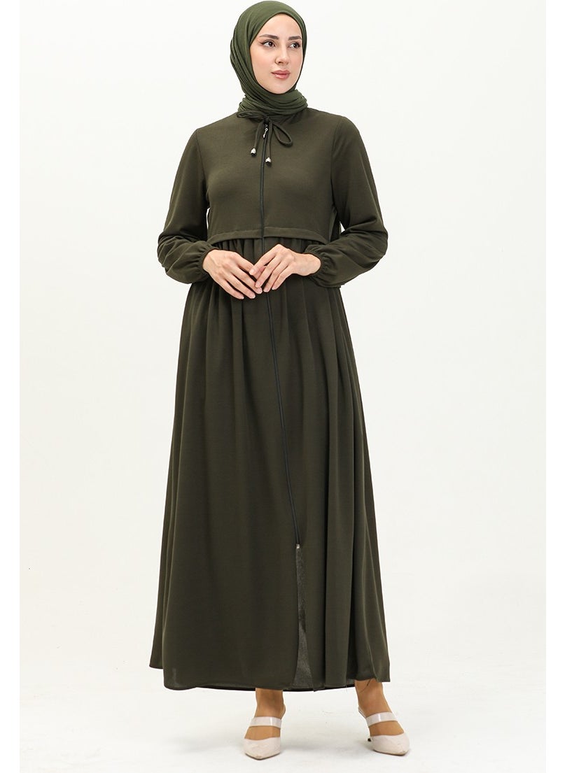 Zippered Abaya 0569-03 Khaki
