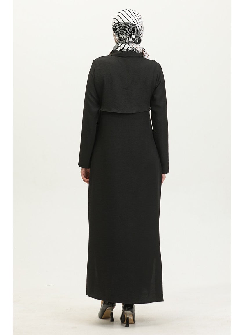 Shirt Collar Abaya 24019-01 Black