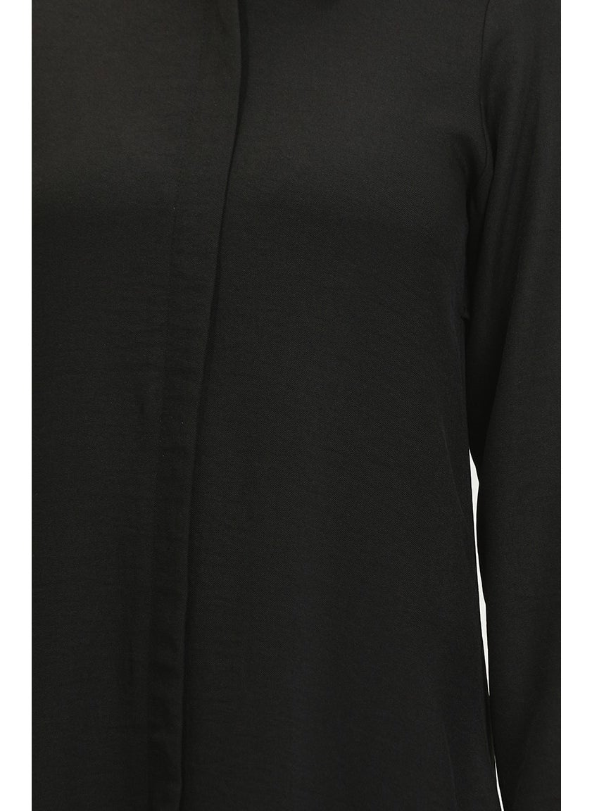 Shirt Collar Abaya 24019-01 Black