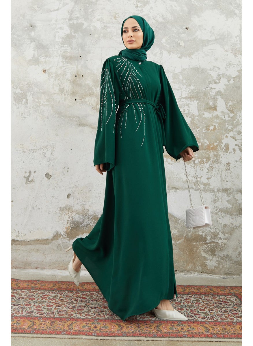 Viona Stone Abaya - Emerald