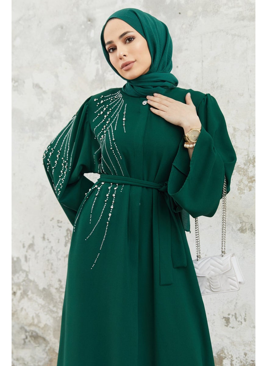 Viona Stone Abaya - Emerald