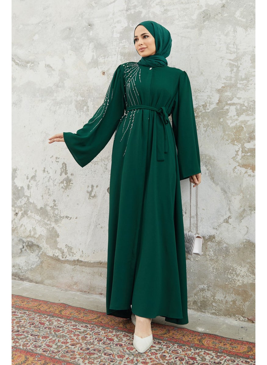 Viona Stone Abaya - Emerald