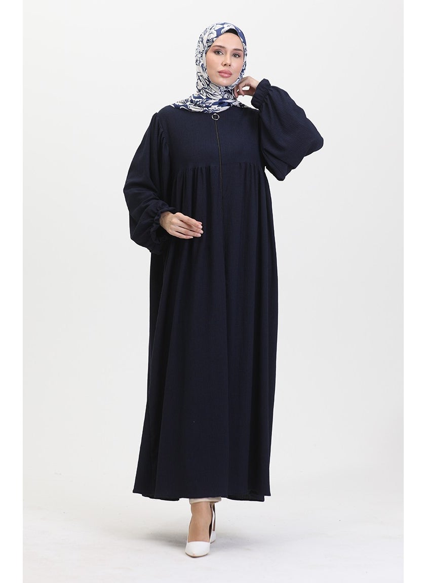 Robe Pleated Abaya 1052-04 Navy Blue