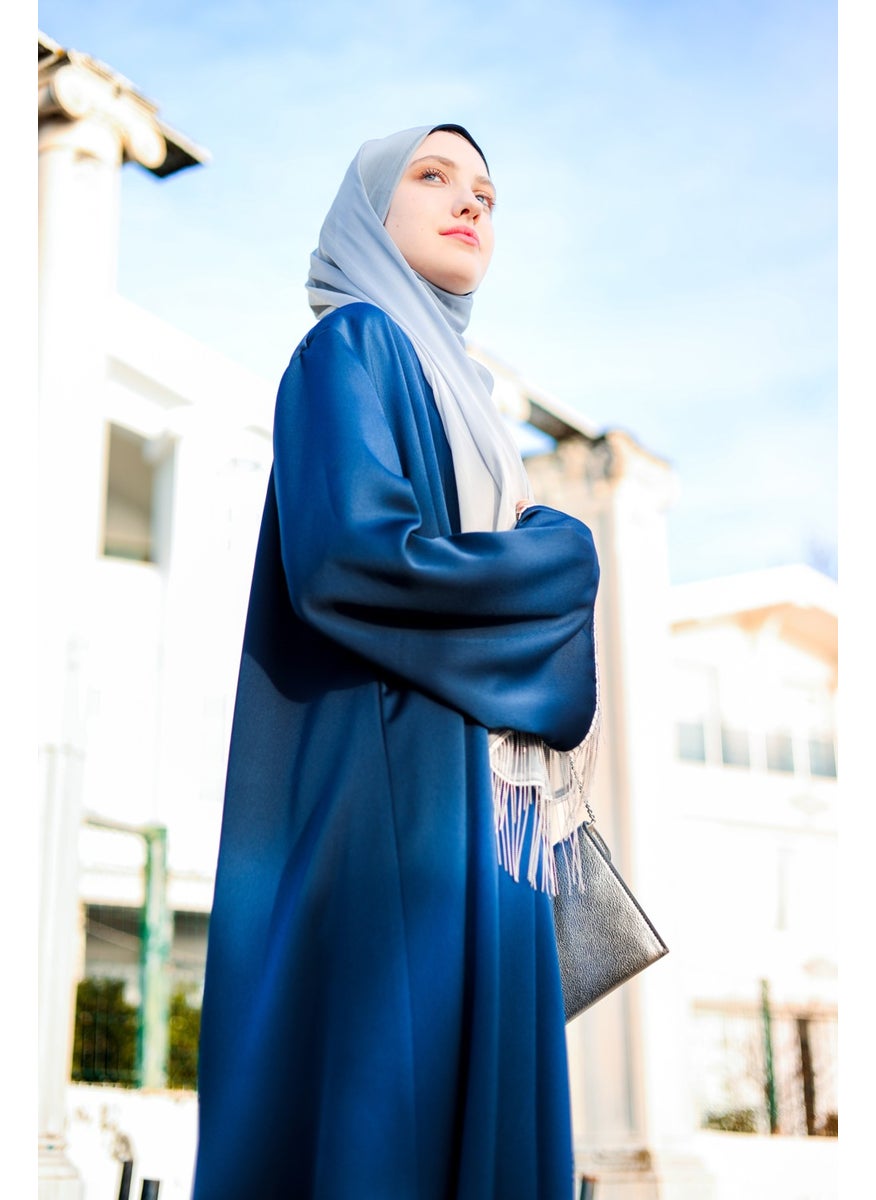 Harika Blue Silk Abaya Ferace
