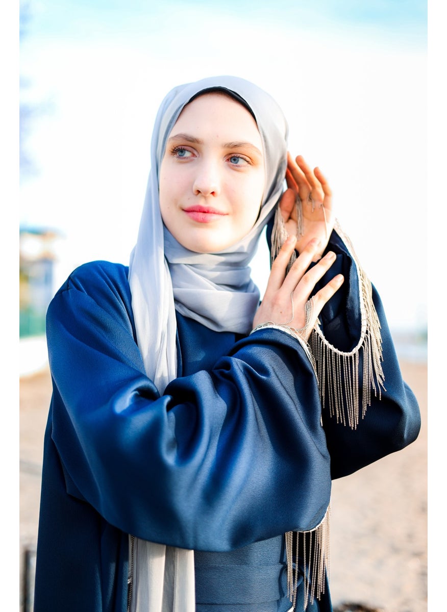 Harika Blue Silk Abaya Ferace