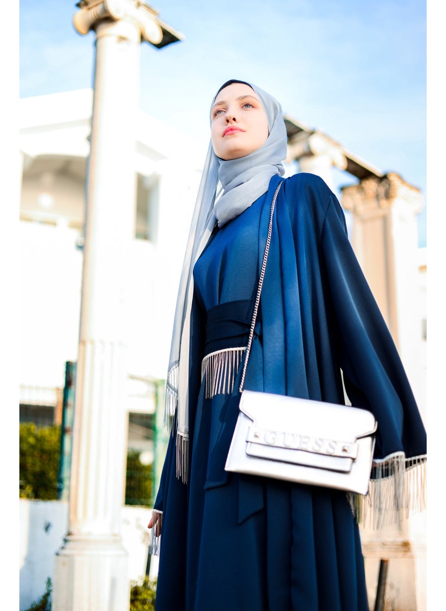 Harika Blue Silk Abaya Ferace
