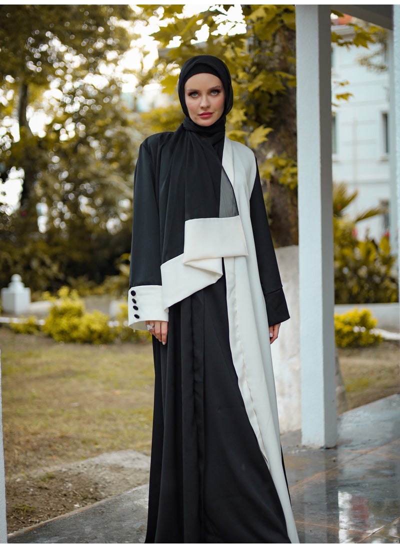 Wonderful Wear Black and White Colors Abaya