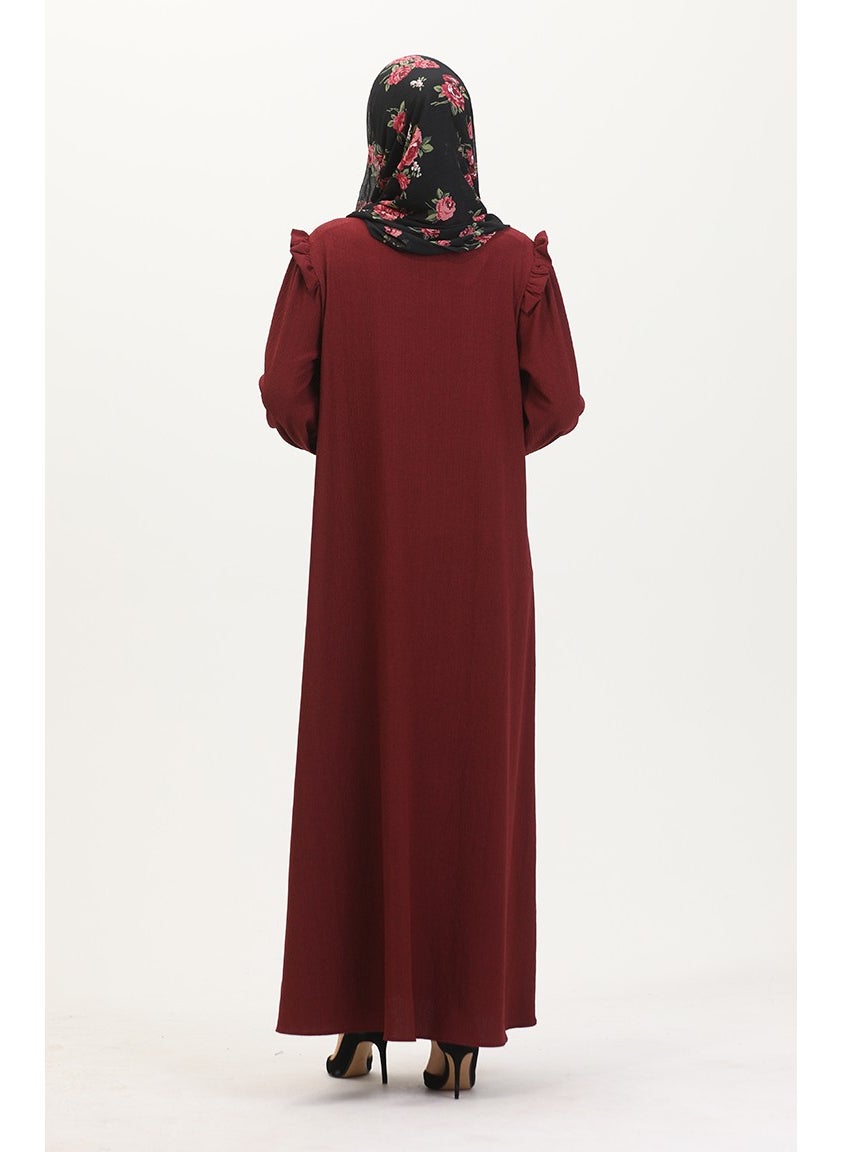 Frilled Abaya 1055-03 Claret Red
