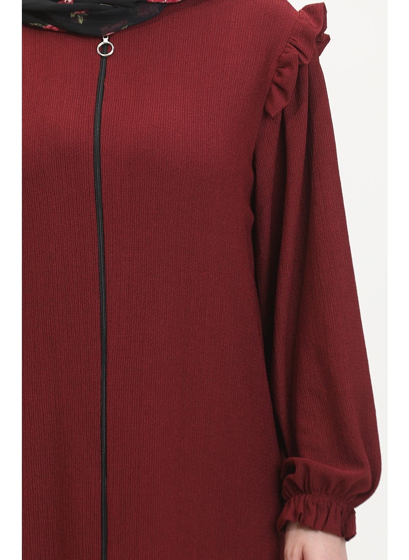 Frilled Abaya 1055-03 Claret Red
