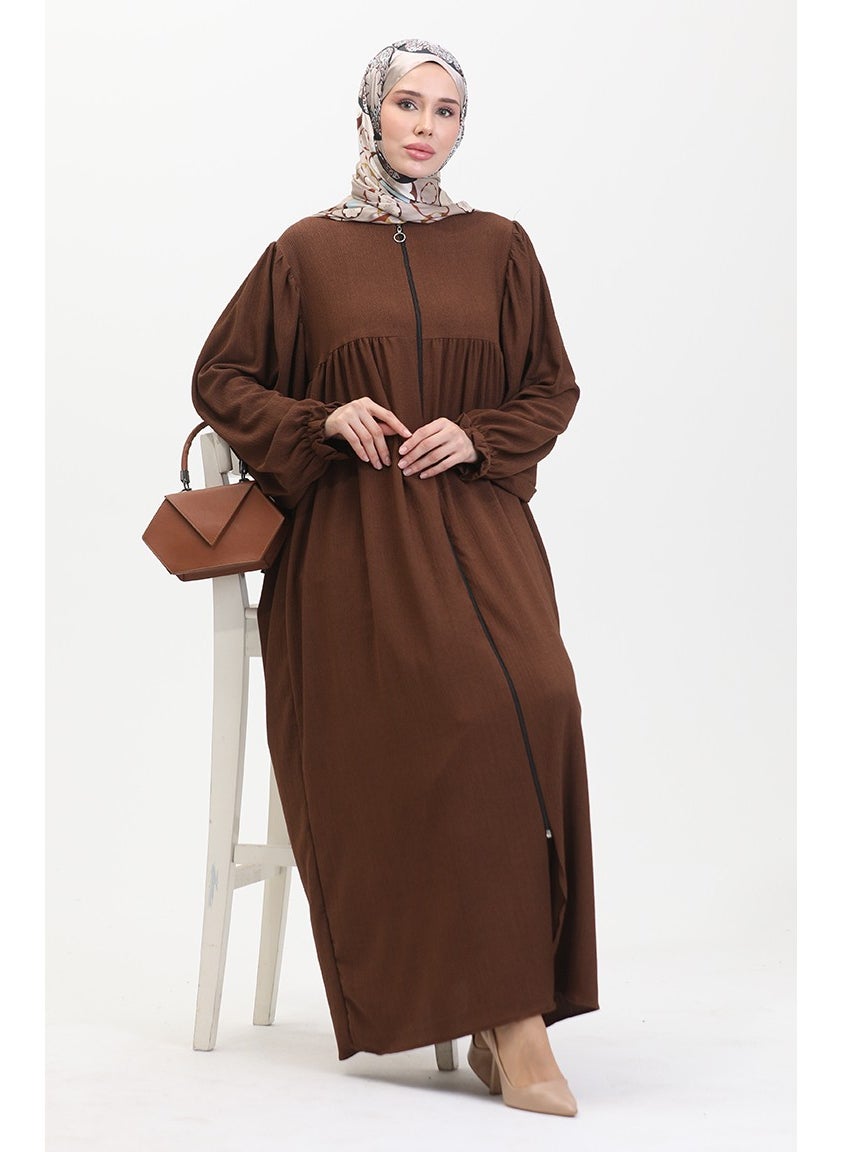 Robe Pleated Abaya 1052-03 Brown