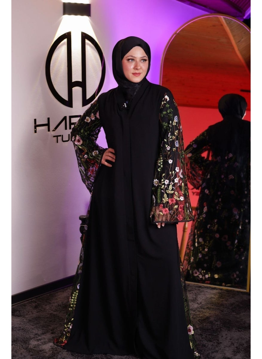 Black Floral Abaya Abaya