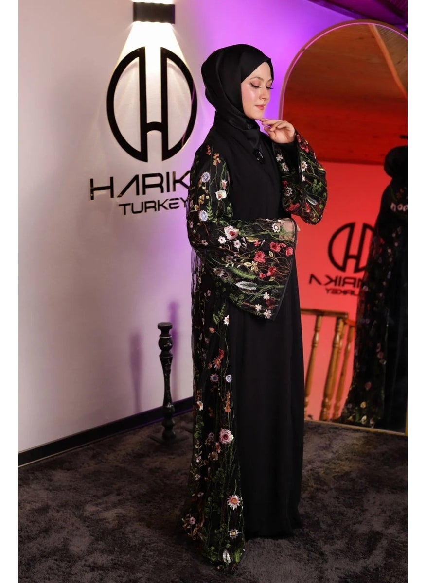 Black Floral Abaya Abaya