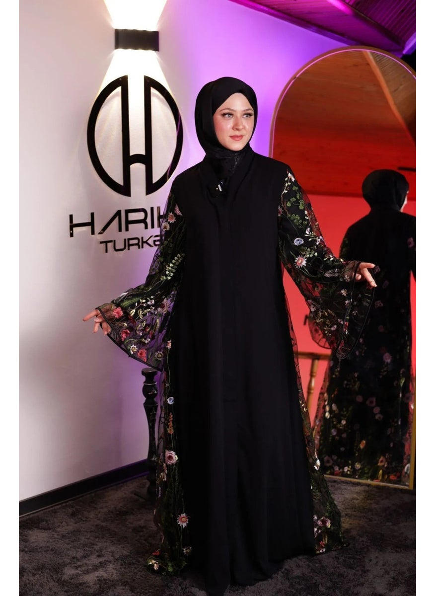 Black Floral Abaya Abaya
