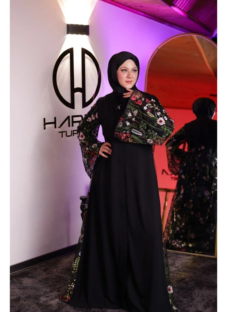 Black Floral Abaya Abaya