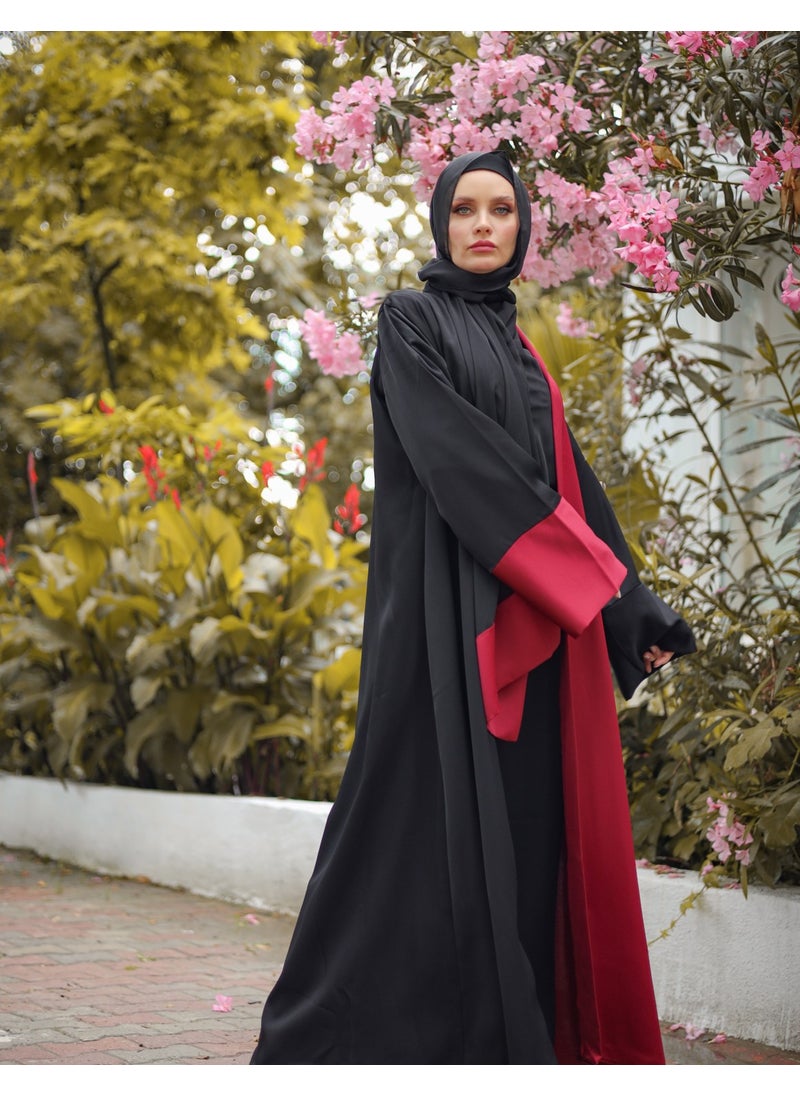 Black Burgundy Colored Abaya