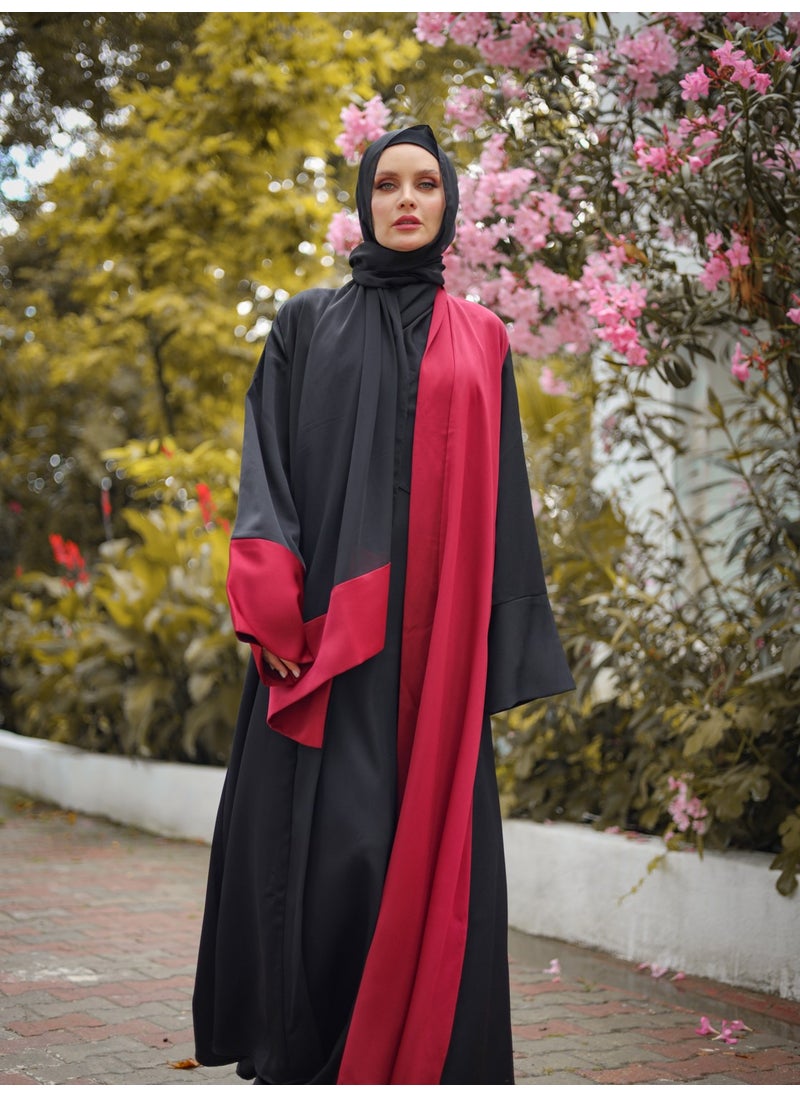 Black Burgundy Colored Abaya