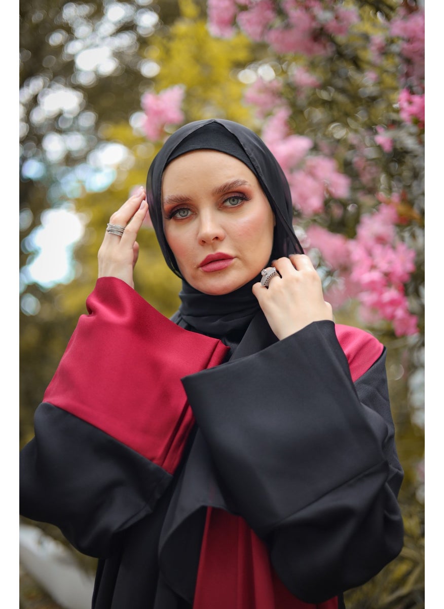 Black Burgundy Colored Abaya