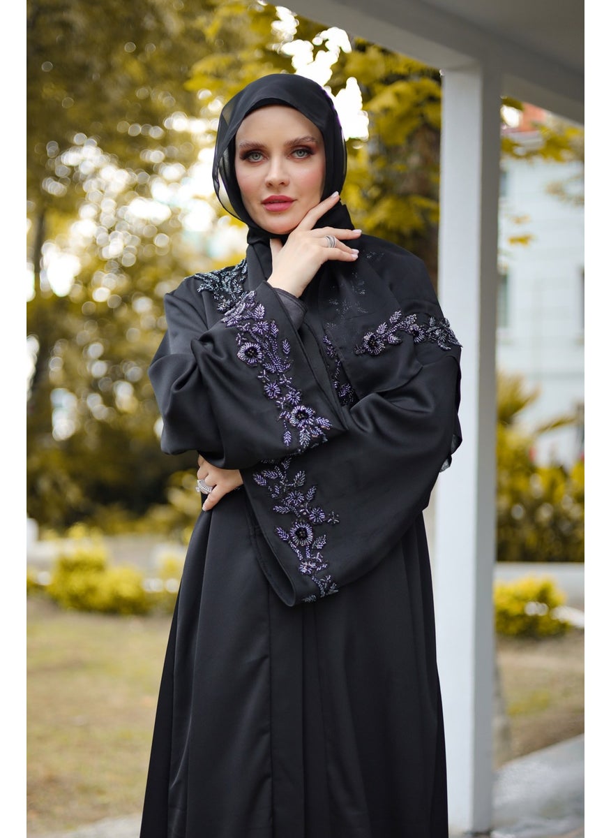 Black High Quality Rose Crystal Abaya Abaya