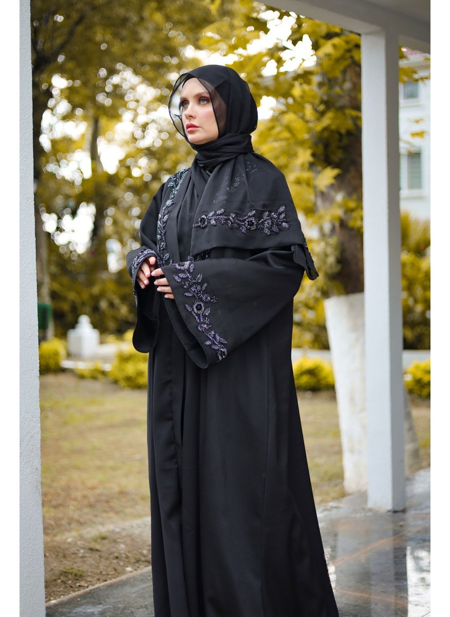 Black High Quality Rose Crystal Abaya Abaya
