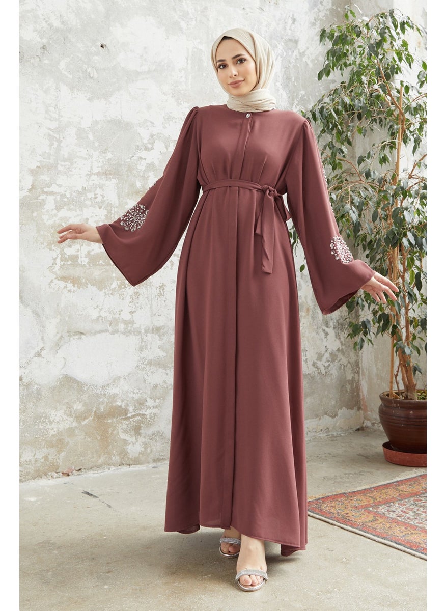 Liva Abaya with Stoned Arms - Dusty Rose
