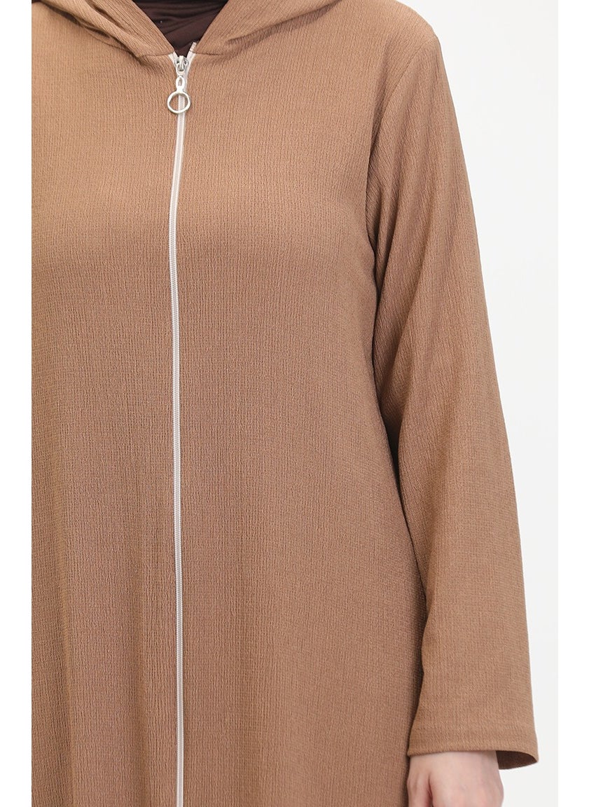 Bürümcük Fabric Hooded Sports Abaya 1045-02 Mink
