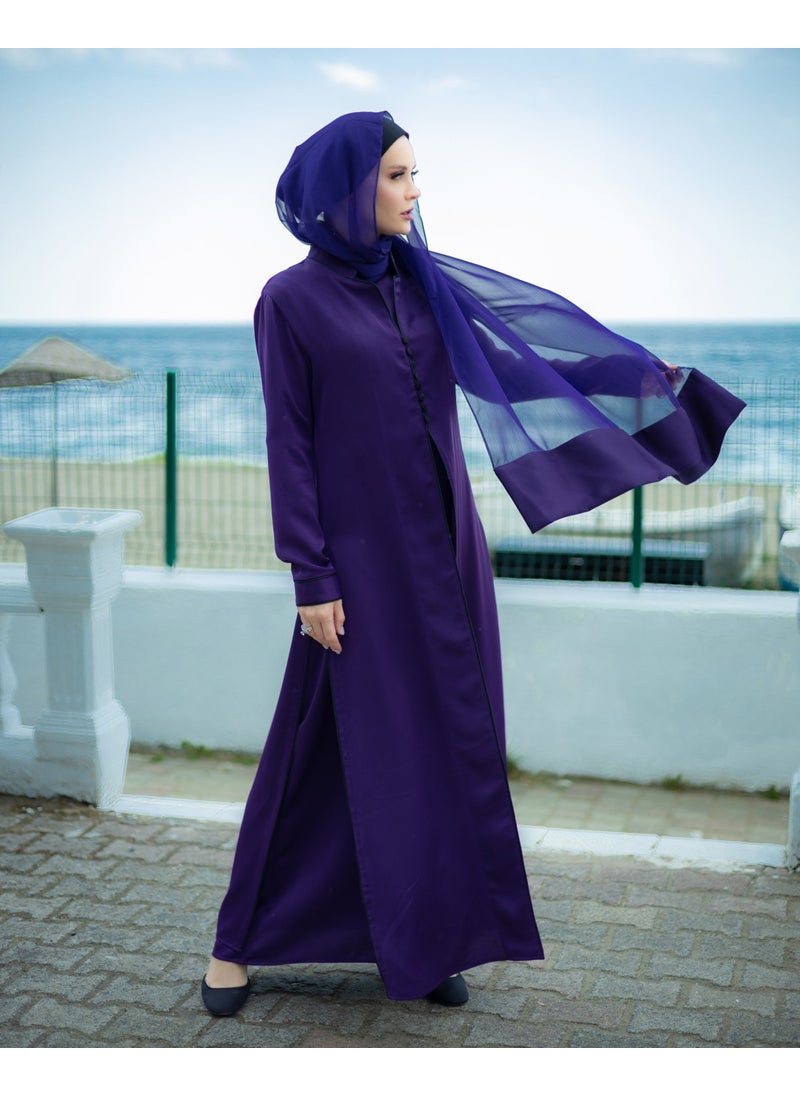 Stylish Purple Silk Abaya