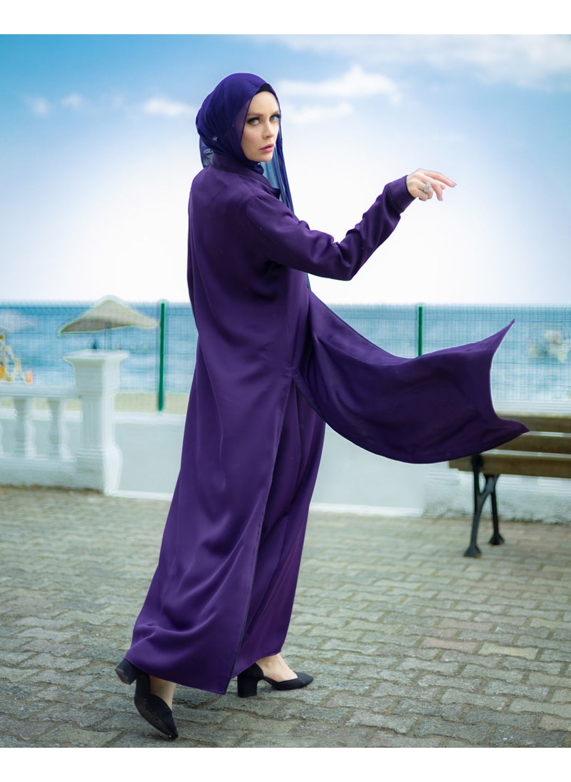 Stylish Purple Silk Abaya