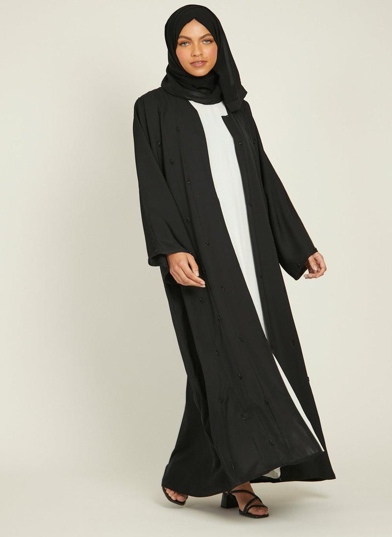 Elegant plain abaya with belt and Hijab