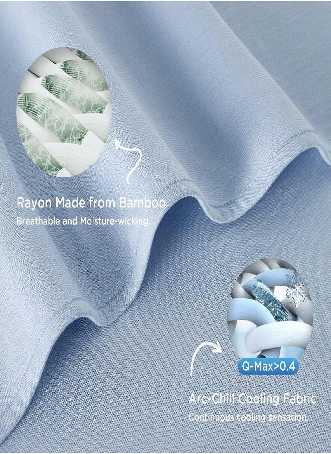 Bedsure Cooling Blanket Twin XL Size for Hot Sleepers - Summer Blanket Twin, Lightweight Thin Blanket, Light and Breathable Bamboo Blanket, Cold Blankets for Night Sweats, 60×90, Light Blue
