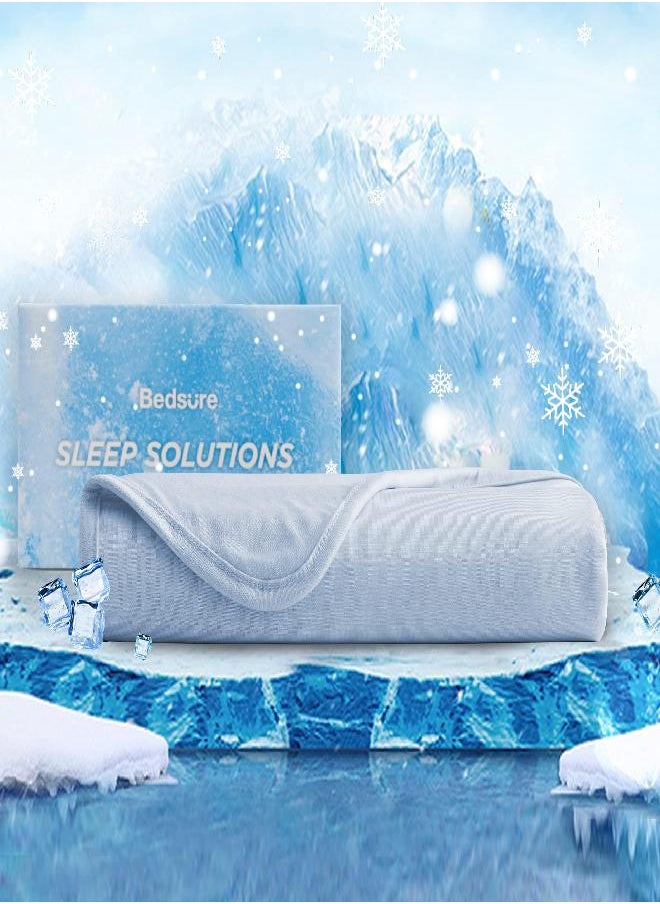 Bedsure Cooling Blanket Twin XL Size for Hot Sleepers - Summer Blanket Twin, Lightweight Thin Blanket, Light and Breathable Bamboo Blanket, Cold Blankets for Night Sweats, 60×90, Light Blue