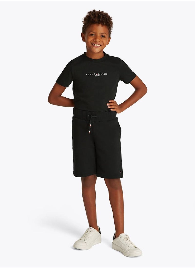 Boys' T-Shirt And Sweat Shorts Set - Cotton blend, Black
