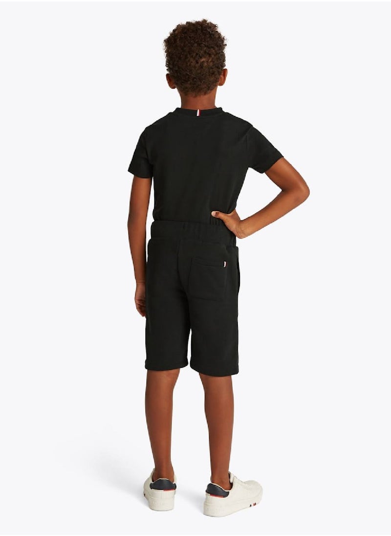 Boys' T-Shirt And Sweat Shorts Set - Cotton blend, Black