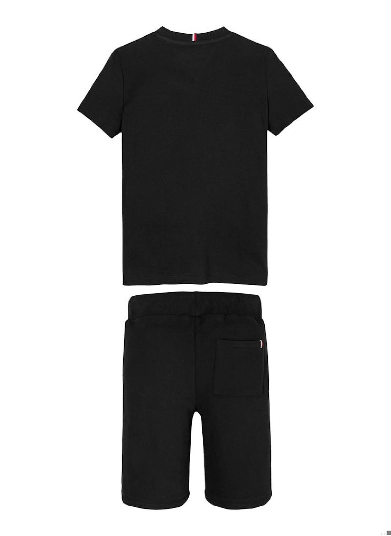 Boys' T-Shirt And Sweat Shorts Set - Cotton blend, Black