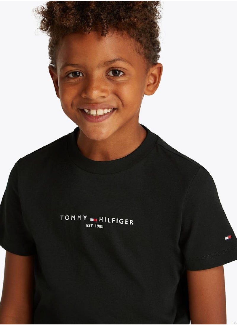 Boys' T-Shirt And Sweat Shorts Set - Cotton blend, Black