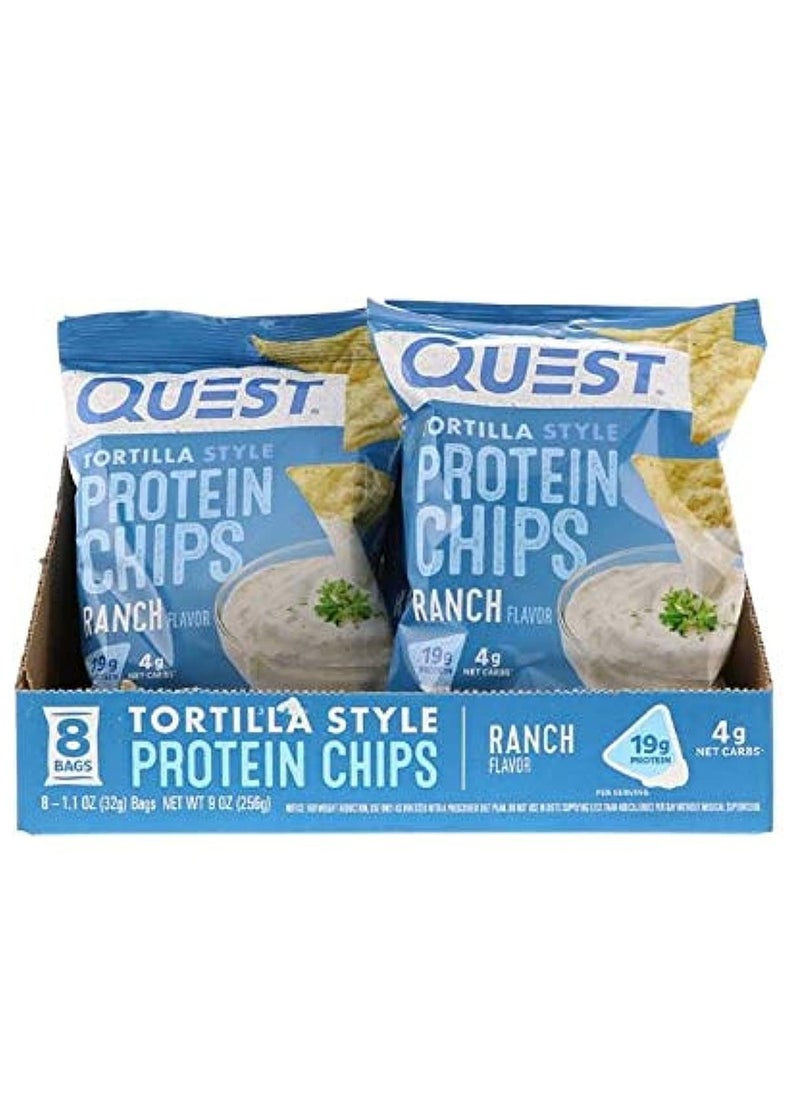 Quest Nutrition Tortilla Style Protein Chips 32g Ranch Pack of 8