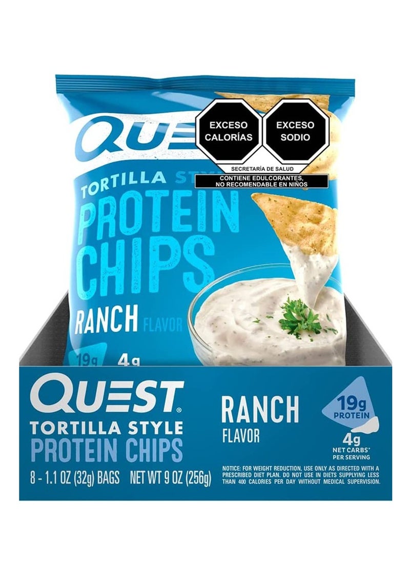 Quest Nutrition Tortilla Style Protein Chips 32g Ranch Pack of 8