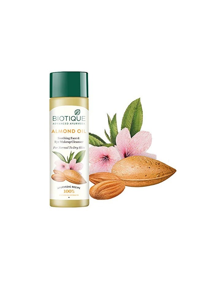 Biotique Bio Almond Oil Soothing Face and Eye Make Up Cleanser, 120 ml/4.05Oz.